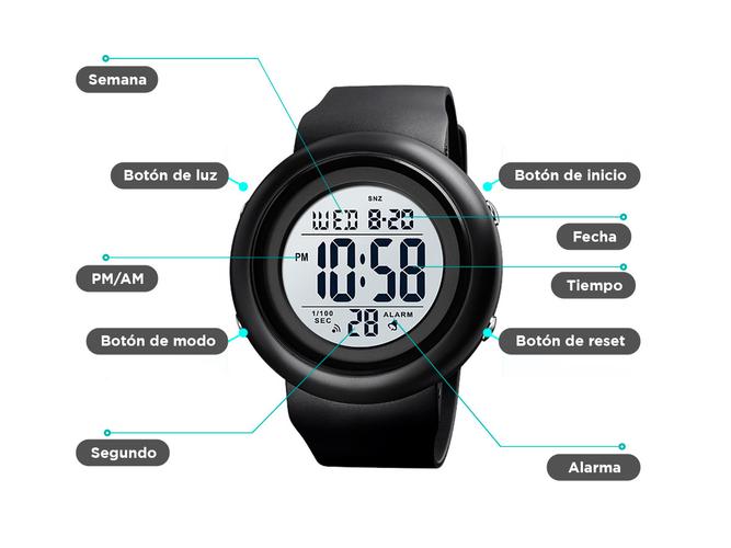 Reloj Gadnic Sumergible Digital con Alarma Cronometro - 4