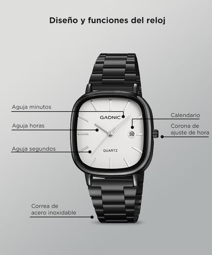 Reloj Analógico Gadnic RELF3RELF4 Pulsera Malla Correa Acero Inoxidable Calendario Integrado - 3