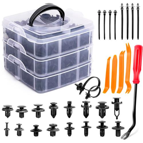 Kit 635 Clips de Retención y Sujetadores Gadnic CAR800 Para Autos Abrazaderas de Empuje - 0