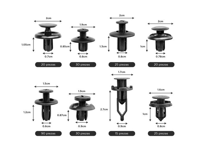Kit 635 Clips de Retención y Sujetadores Gadnic CAR800 Para Autos Abrazaderas de Empuje - 3