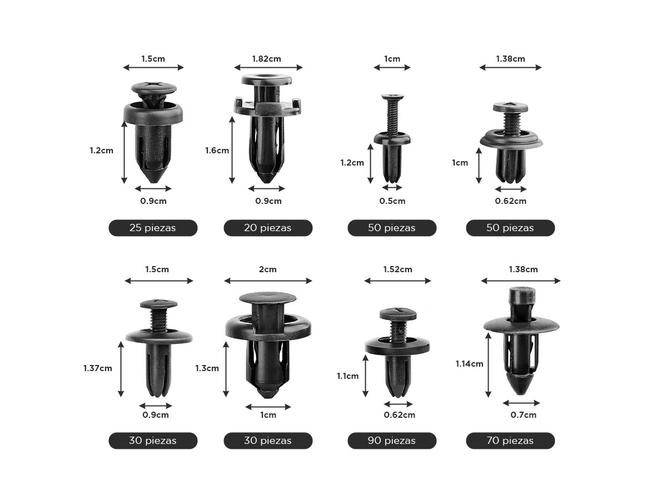 Kit 635 Clips de Retención y Sujetadores Gadnic CAR800 Para Autos Abrazaderas de Empuje - 4