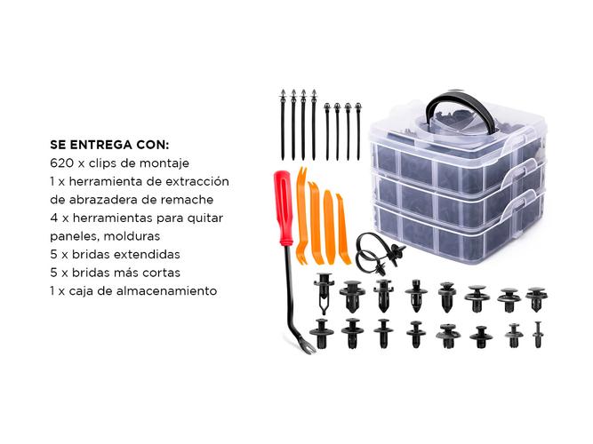 Kit 635 Clips de Retención y Sujetadores Gadnic CAR800 Para Autos Abrazaderas de Empuje - 6