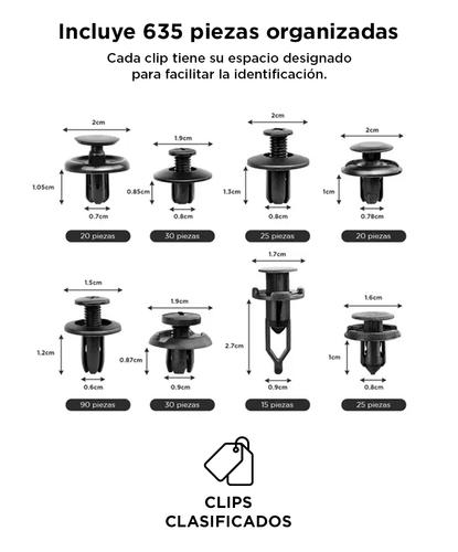 Kit 635 Clips de Retención y Sujetadores Gadnic CAR800 Para Autos Abrazaderas de Empuje - 3