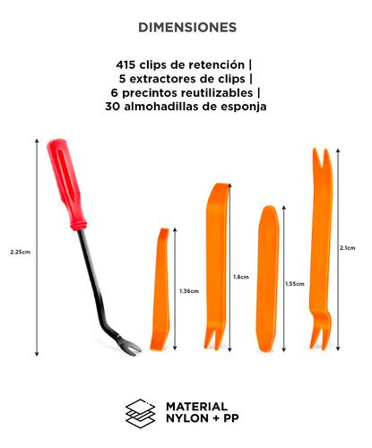 Kit 415 Piezas Clips Retención Extracción de Sujetadores Gadnic Para Auto - 5