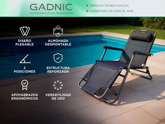 Reposera De Playa Reclinable Gadnic Plegable 2 Posiciones - 1