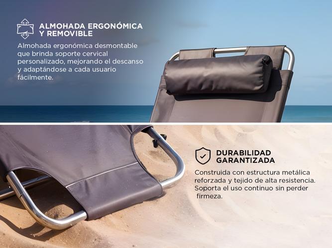 Reposera De Playa Reclinable Gadnic Plegable 2 Posiciones - 3
