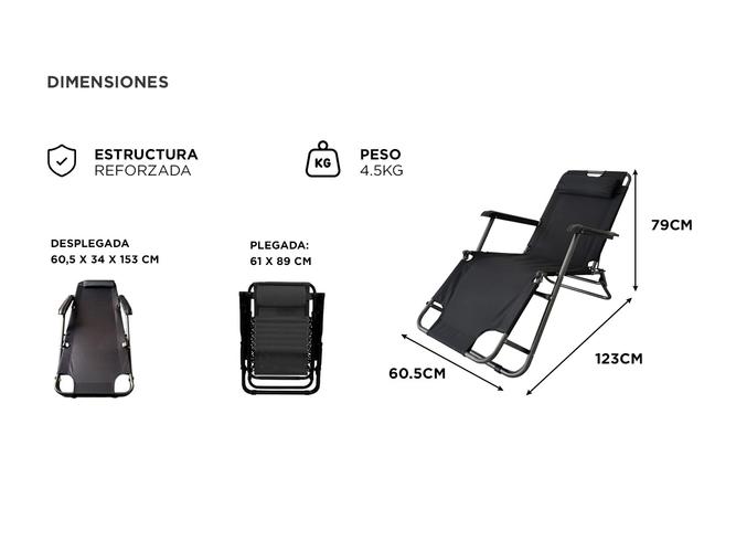 Reposera De Playa Reclinable Gadnic Plegable 2 Posiciones - 4