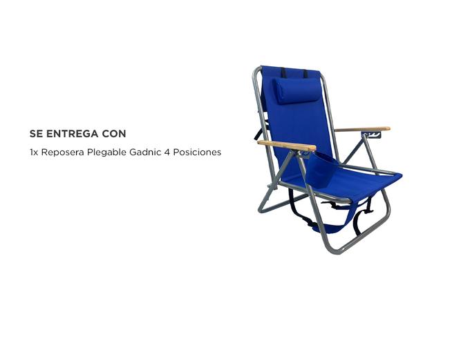 Reposera Plegable Gadnic 4 Posiciones Porta Botellas Portátil - 5