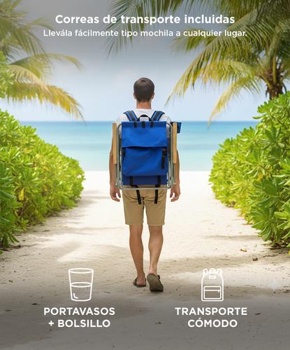 Reposera Plegable Gadnic 4 Posiciones Porta Botellas Portátil - 3