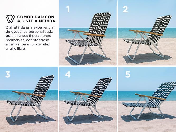 Reposera De Playa Plegable Gadnic 5 Posiciones Silla Con Apoyabrazo - 2