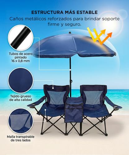 Reposera Doble Southport by Gadnic con Sombrilla y Conservadora Posavasos - 4