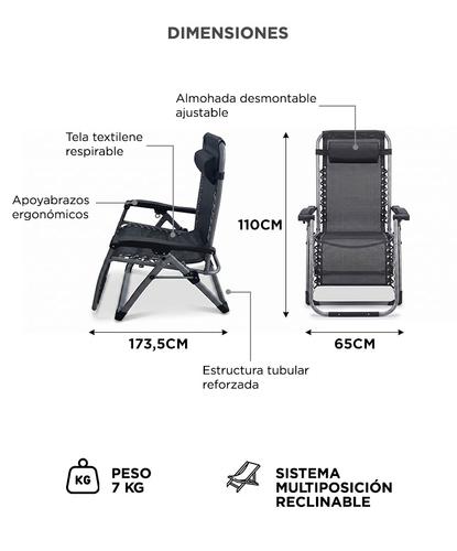 Reposera Gravedad Cero Southport by Gadnic Silla Reforzada Reclinable Outdoor - 5