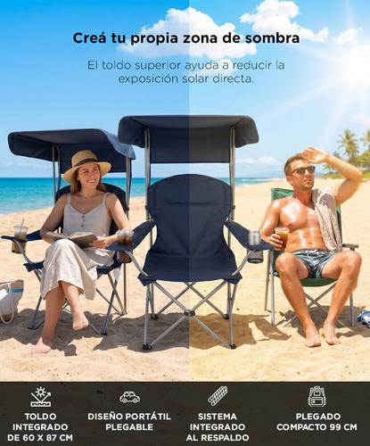 Silla Camping Plegable Gadnic 150kg Reposera Reforzada Con Toldo Y Portavasos - 2