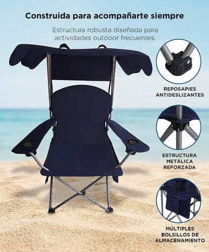 Silla Camping Plegable Gadnic 150kg Reposera Reforzada Con Toldo Y Portavasos - 3