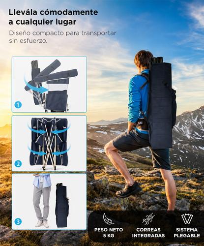Silla Camping Plegable Gadnic 150kg Reposera Reforzada Con Toldo Y Portavasos - 4