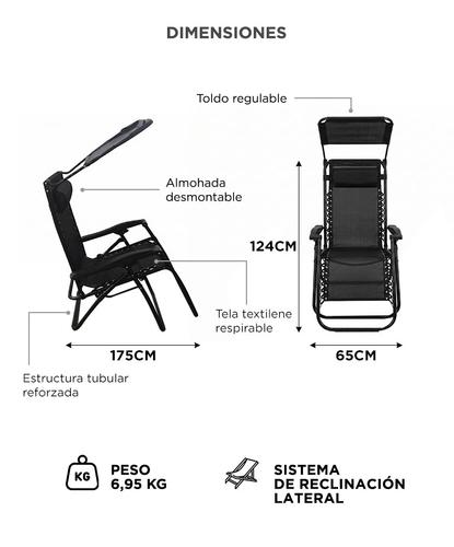 Reposera Gravedad Cero Southport by Gadnic Silla Reclinable Con Toldo  - 5