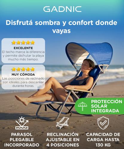 Reposera Plegable Playa Gadnic 4 Posiciones Reforzada Con Techo Reclinable 130kg - 1
