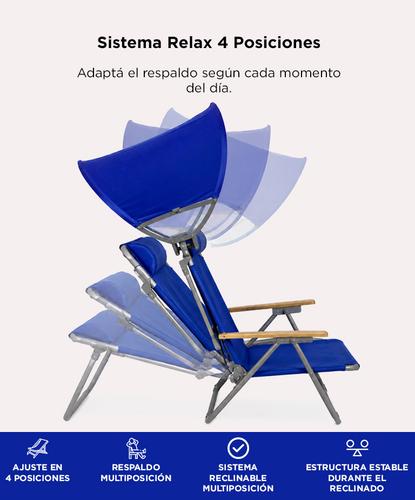 Reposera Plegable Playa Gadnic 4 Posiciones Reforzada Con Techo Reclinable 130kg - 2