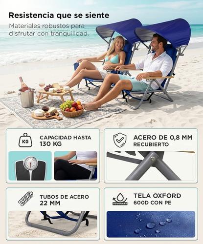 Reposera Plegable Playa Gadnic 4 Posiciones Reforzada Con Techo Reclinable 130kg - 4
