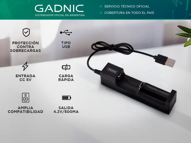 Cargador Para baterías Recargables Gadnic USB Li-ion 18650 26650 14500 - 1
