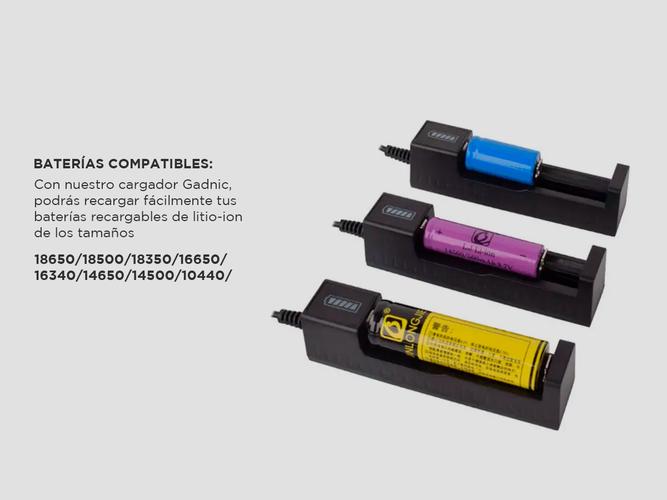 Cargador Para baterías Recargables Gadnic USB Li-ion 18650 26650 14500 - 2