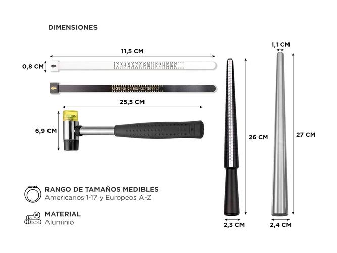 Juego Medidor De Anillos Gadnic RE010 Anillero Plano Outlet - 4