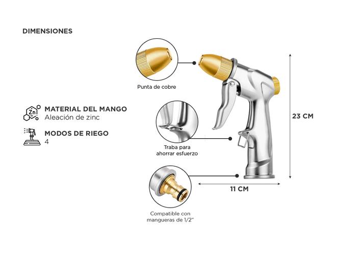 Pistola de Riego Metálica Gadnic con Alta Presión de Agua - 4