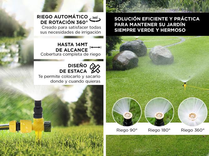 Aspersor de Riego Automático Gadnic RGA14 Rotación 360 Grados - 2