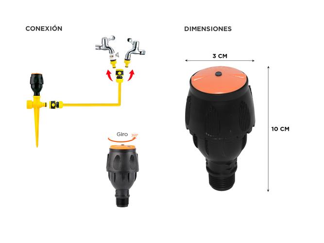 Aspersor de Riego Gadnic RGA17 Giratorio 10 Metros - 3