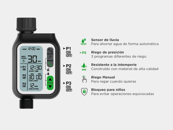 Temporizador de agua Digital  Gadnic RG3030 controlador de riego - 4