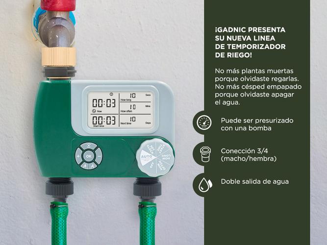 Programador Para Riego Gadnic RGA40 A Pila Canilla Timer Digital Goteo - 2