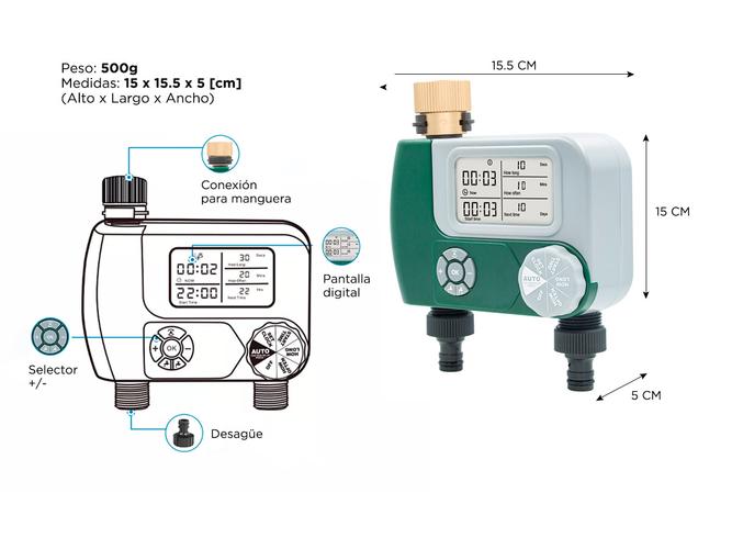 Programador Para Riego Gadnic RGA40 A Pila Canilla Timer Digital Goteo - 4