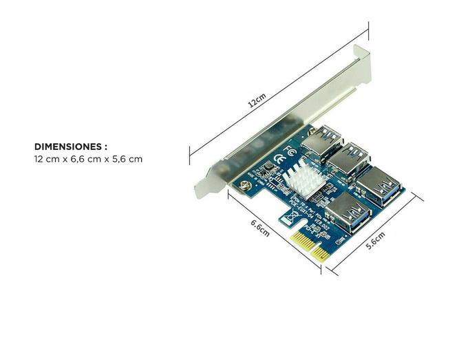 Adaptador Pcie 1x A 4 Usb Multiplicador Riser Mineria Cripto - 4