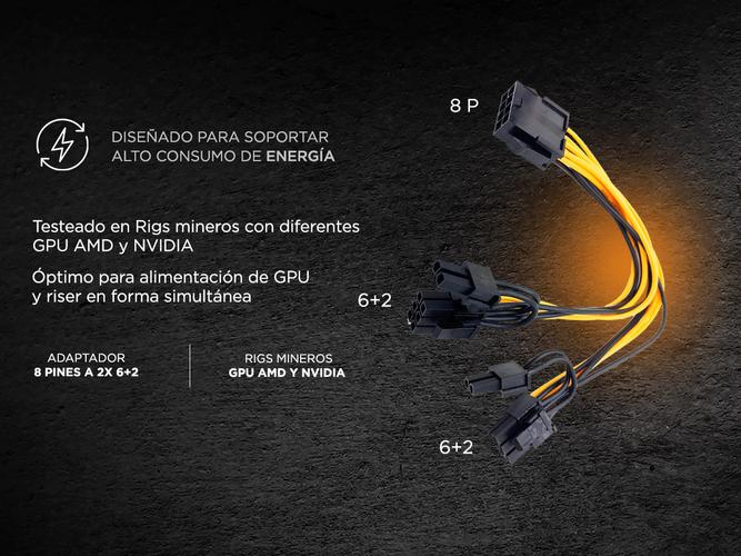 Cable Pcie Splitter Adaptador 8pines a 2x 6+2 Mineria Gaming Rig - 2