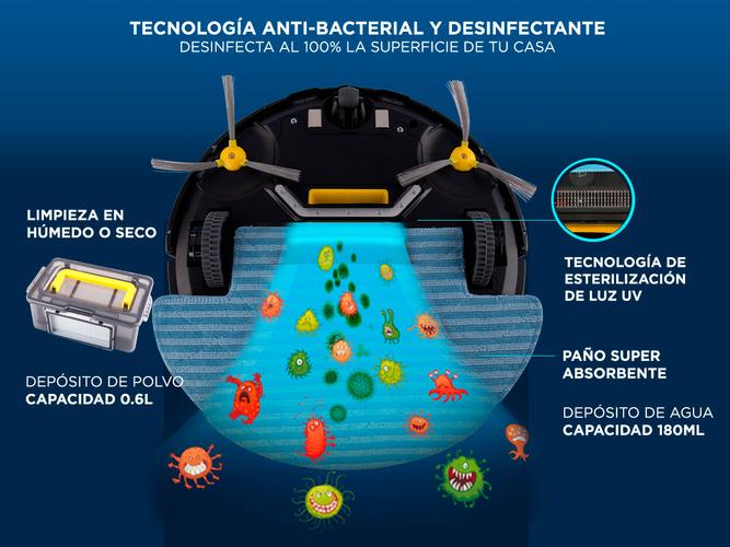 Aspiradora Robot Gadnic Z850 Trapeadora Pared Virtual 200m2 App Silenciosa - 4