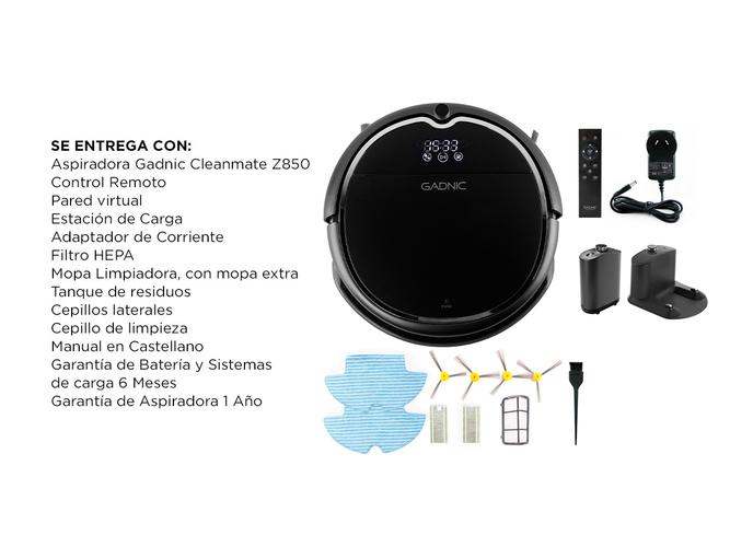 Aspiradora Robot Gadnic Z850 Trapeadora Pared Virtual 200m2 App Silenciosa - 6