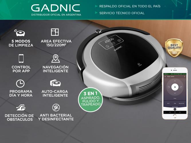 Aspiradora Robot Gadnic Clean Duo Z980 Trapeadora Pared Virtual UV App - 1