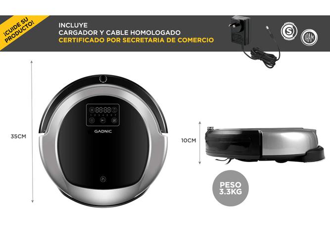 Aspiradora Robot Gadnic Clean Duo Z980 Trapeadora Pared Virtual UV App - 5
