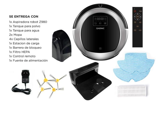 Aspiradora Robot Gadnic Clean Duo Z980 Trapeadora Pared Virtual UV App - 6