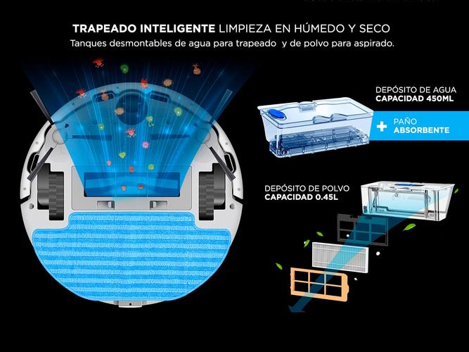 Aspiradora Robot Liectroux ZK901 Trapeadora 3 Modos 250m2 App Programable - 4