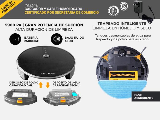 Aspiradora Robot Liectroux C30B Trapeadora 3 Modos 200m2 App Programable - 4