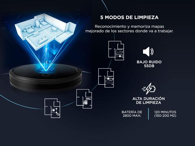 Aspiradora Robot Gadnic Z1000 Trapeadora 3 Modos 300m2 Silenciosa App  - 2