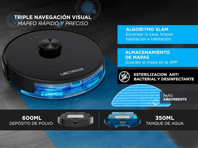 Aspiradora Trapeadora Robot Liectroux XR500 Laser Negra - 5