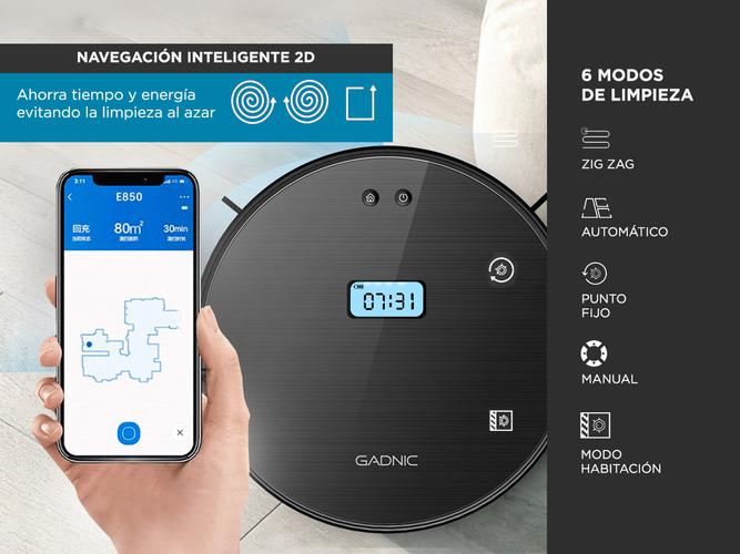 Aspiradora Robot Gadnic Z850 Plus Trapeadora 5 Modos 200m2 Control Por App - 2
