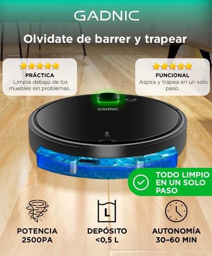 Aspiradora Robot Gadnic Potente Succión Sensor Anti Caídas Filtro HEPA Lavable Depósito Extraíble - 1