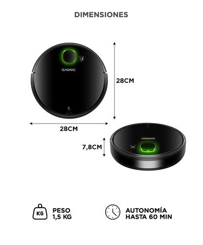 Aspiradora Robot Gadnic Potente Succión Sensor Anti Caídas Filtro HEPA Lavable Depósito Extraíble - 5