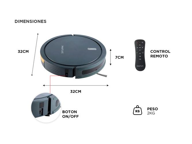 Aspiradora Robot Smartlife Barredora y Trapeadora con Filtro HEPA SL-RVC013 - 5