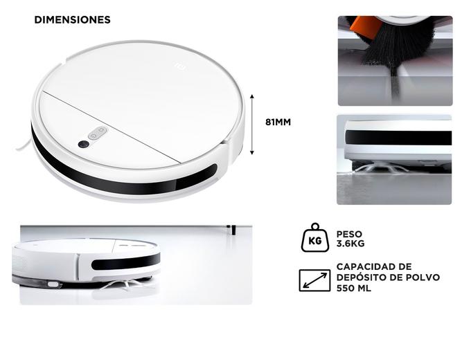 Aspiradora Trapeadora Smart Duo Xiaomi Mi Robot Vacuum-Mop 2 Blanca - 4