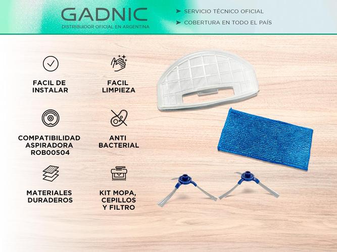 Kit repuesto Gadnic Aspiradora Robot ROB00504 Mopa Cepillos laterales x2 Filtro - 1
