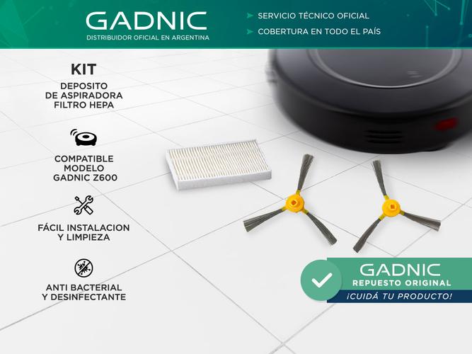 Kit de Repuesto Para Aspiradora Robot Gadnic Z600 x2 Cepillos Laterales Filtro - 1